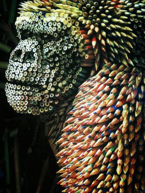 Gorilla Made from Colored Pencils