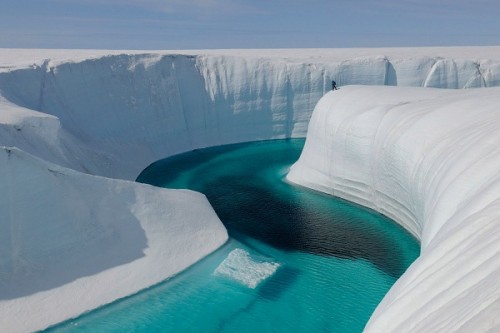 Greenland ice melt channel