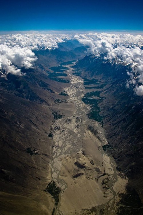 Parting of the clouds in the Himalayas India Pakistan border