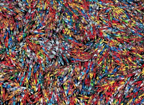 The largest raft of canoes and kayaks in the world