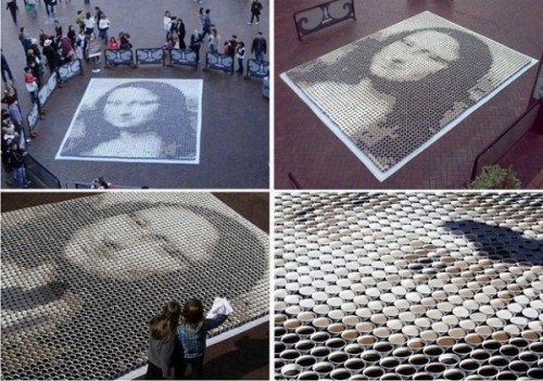 This stunning recreation of the Mona Lisa has been made with a staggering 3604 cups of coffee and 56